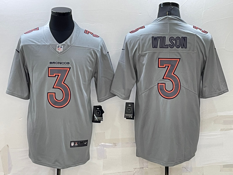 Men's Denver Broncos #3 Russell Wilson Grey Atmosphere Fashion Stitched Jersey Men's Denver Broncos #3 Russell Wilson Grey Atmosphere Fashion Stitched Jersey